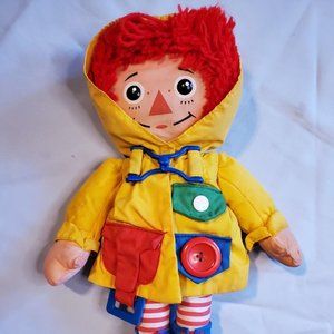 VINTAGE PLAYSKOOL DRESS ME RAGGEDY ANN IN RAINCOAT DOLL 15" TALL